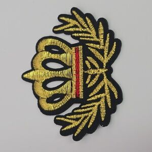 Embroidered Golden Crown with Laurel Leaves Iron on Patch